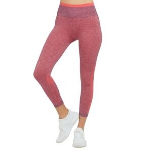 Spanx Leggings Womens S Pink Space Dye Seamless High Waisted Ribbed Cropped